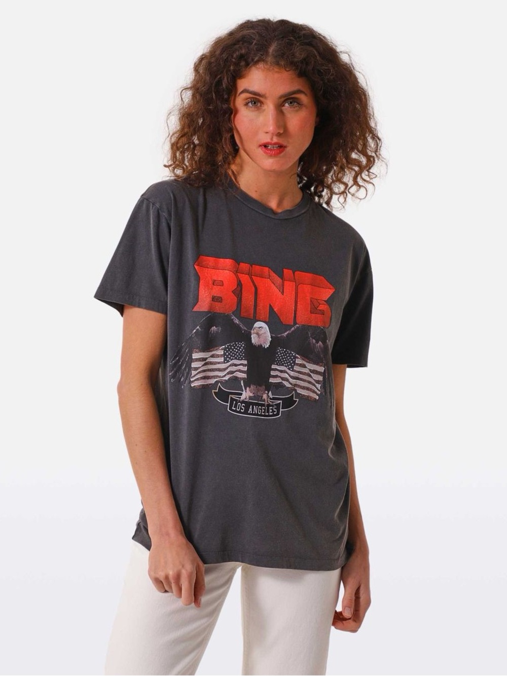 Anine Bing Black Graphic Eagle Tee with Red Print - Picture 2 of 5